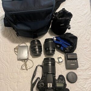 Canon EOS 70D Camera Set With 18-135mm, 18-55mm, 85mm Lenses